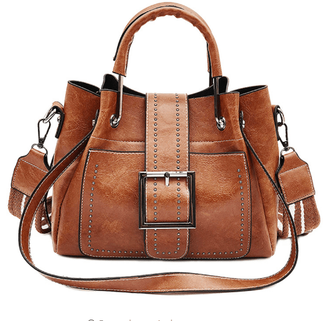 Double Layer Leather Bucket Bag – Elegant Handbag with Stylish Hardware