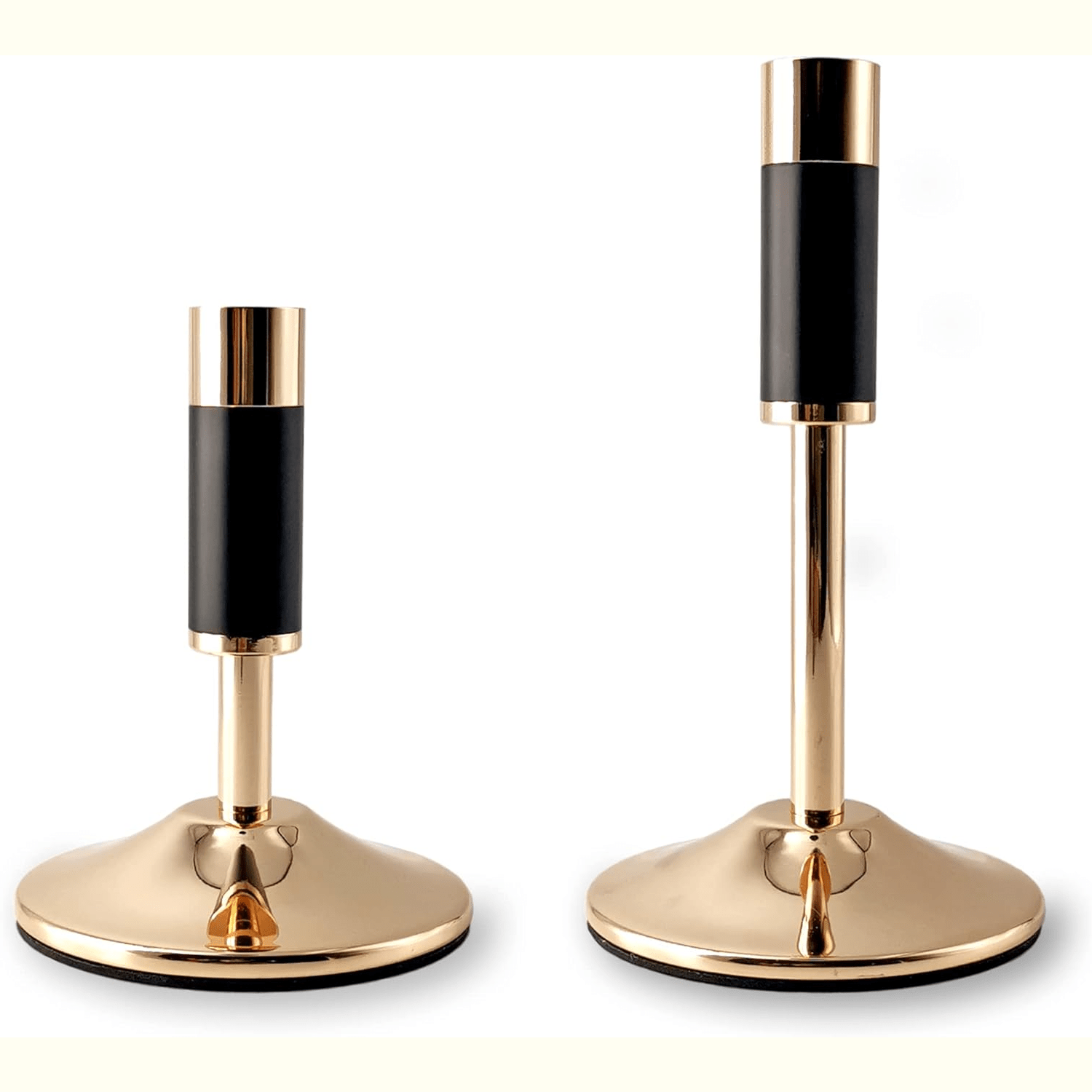 Golden and Black Candlestick Holders Set of 2 – Elegant Taper Candle Holders for Wedding, Dining, Party, and Home Decor – Fits 0.85 Inch Slim & LED Candles