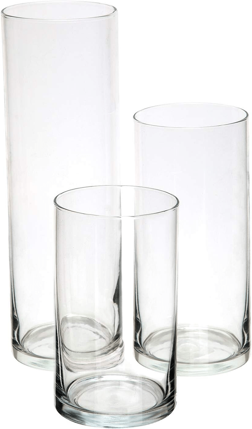 Glass Cylinder Flower Centerpiece Vases Set of 3 - Hurricane Candle Holder