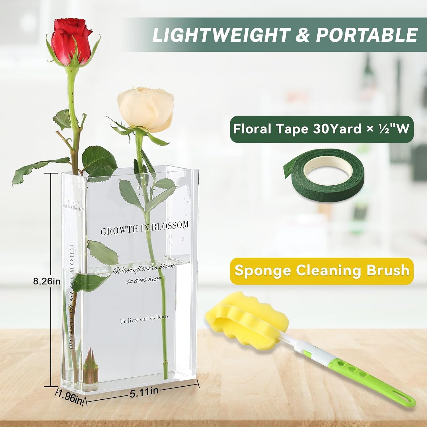 Clear Acrylic Book-Shaped Flower Vase Artistic and Aesthetic Decorative Vase