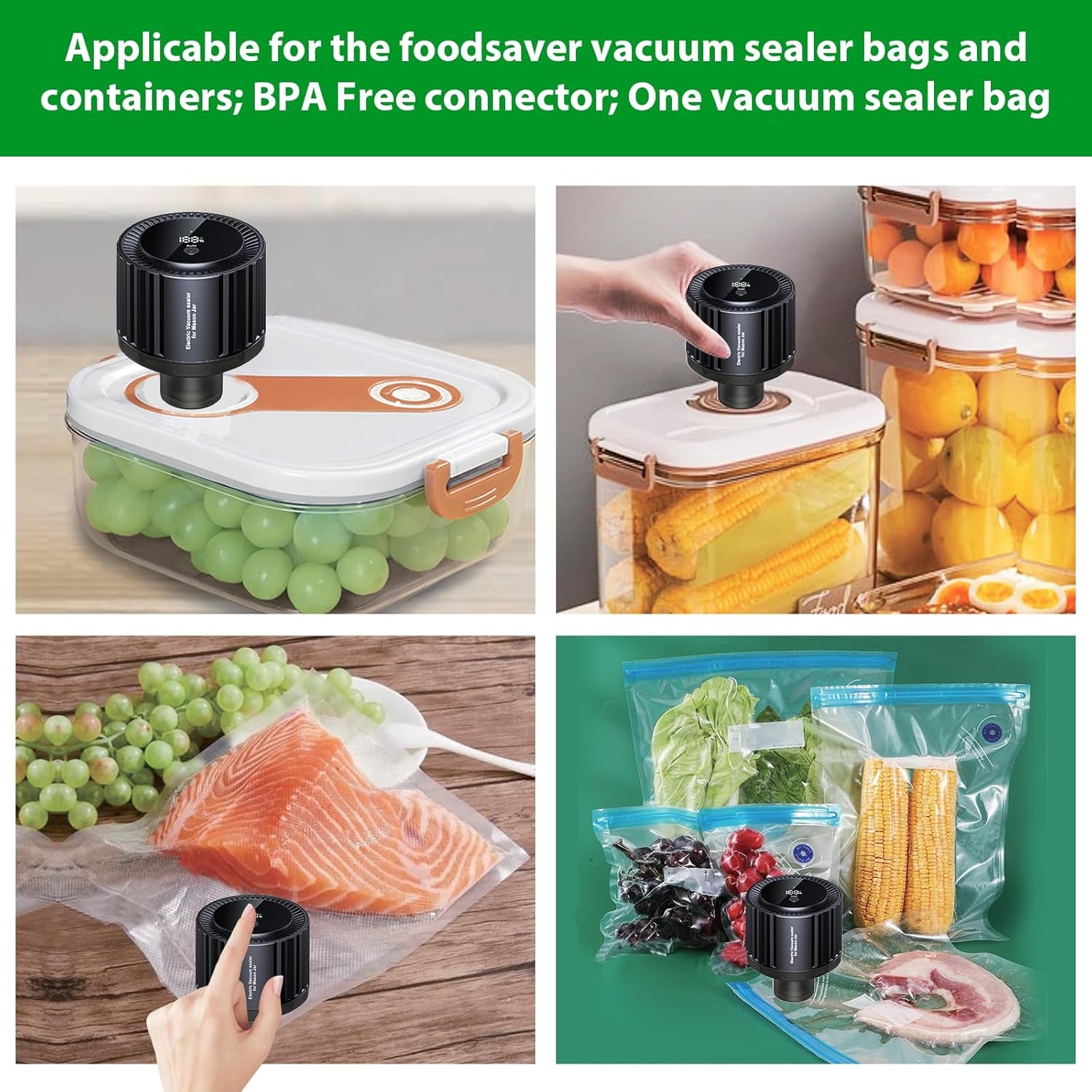 Electric Mason Jar Vacuum Sealer Cordless Wide Mouth Vacuum Sealer Kit Auto-Stop