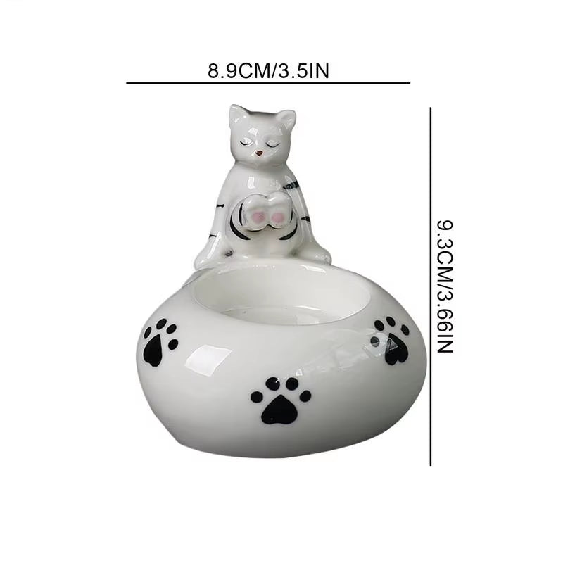 Ceramic Cat Tea Light Candle Holder – Kitten Warming Paws Scented Candle Holder