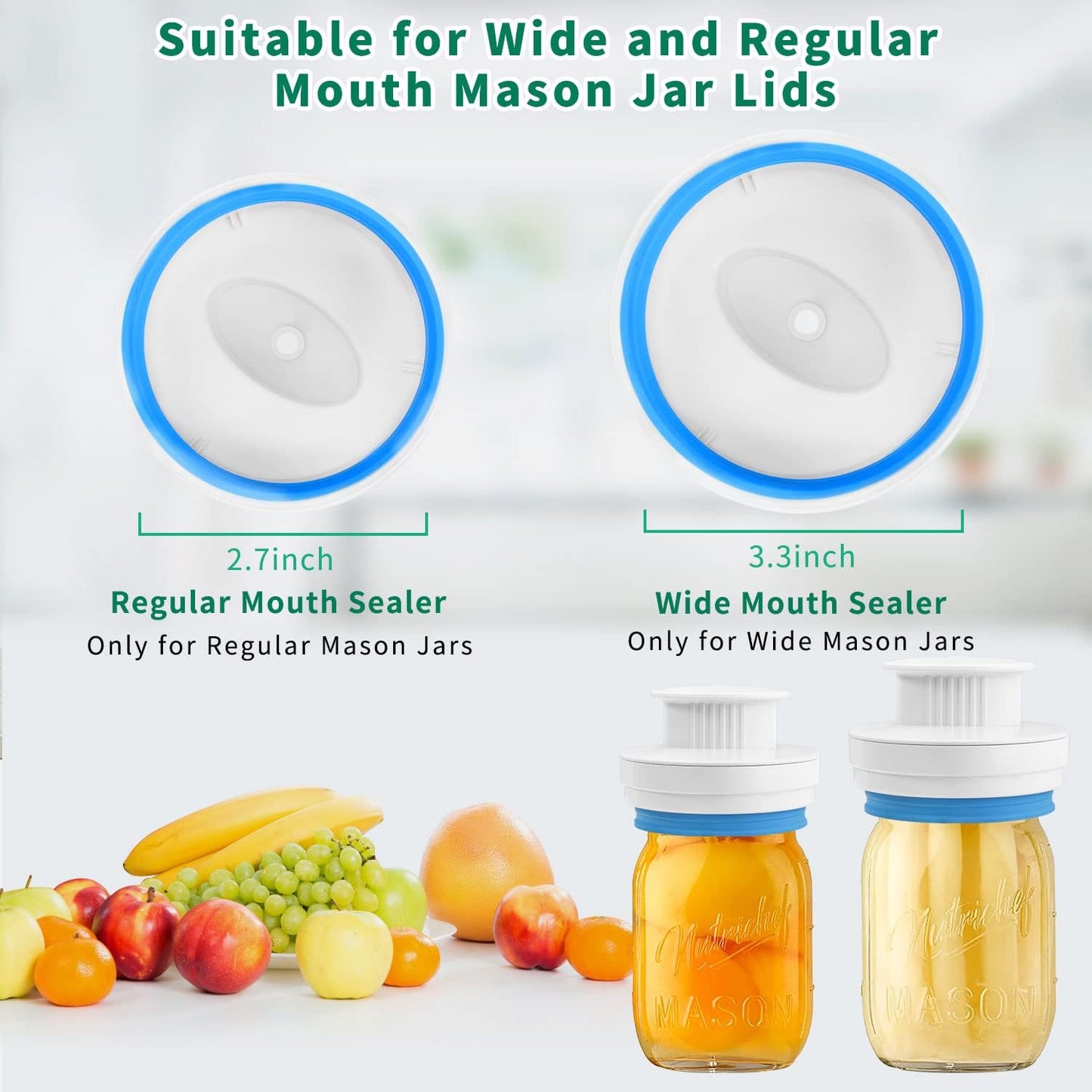 Mason Jar Sealer Kit Regular and Wide Mouth Vacuum Sealer with Accessory Hose